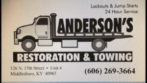 Anderson’s Restoration & Towing tow service company in , offering 24 hour towing near me