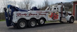 B & B Body Shop and Towing tow service company in Cambridge, Ohio offering 24 hour towing near me