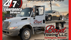 Boyd Towing Iron County tow service company in Arcadia, Missouri offering 24 hour towing near me