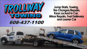 Trollway Towing LLC tow service company in Mt Horeb, Wisconsin offering 24 hour towing near me